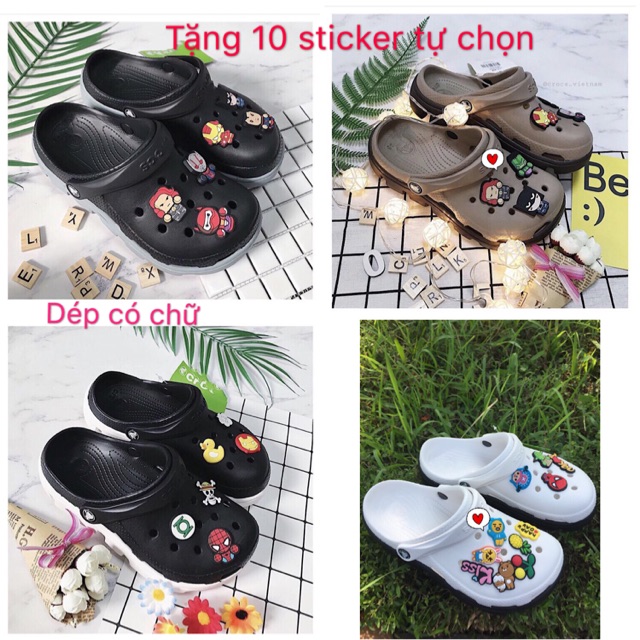 (Free ship-Hàng sẵn-Tặng 10 sticker tự chọn) Dép sục cá sấu