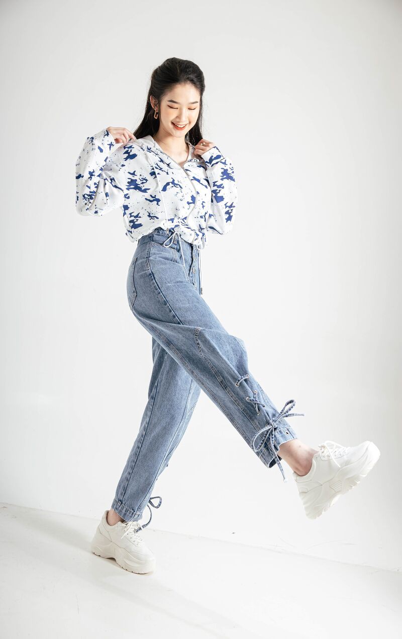 CCHAT Quần jeans luồn dây gấu sườn | BigBuy360 - bigbuy360.vn