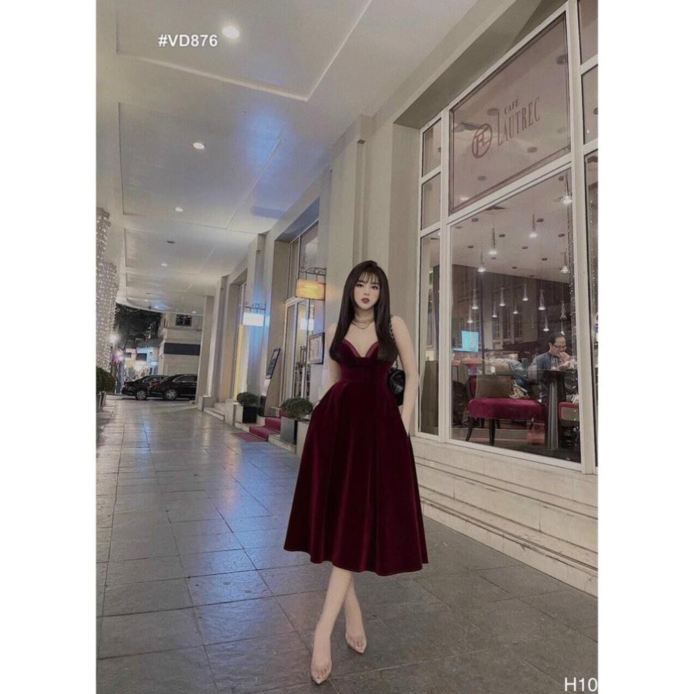 💝 FREESHIP 💝 Đầm Dự Tiệc Váy nhung 2 dây xinh lung linh VD876 [Mẫu Mới Hè 2021] | BigBuy360 - bigbuy360.vn