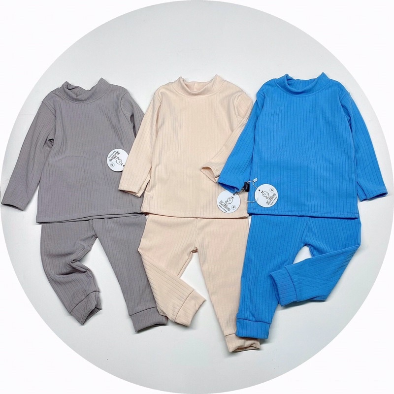 [Giá sốc] Bộ Len Tăm Trơn  Cổ 3cm xinh xắn, vải mềm, an toàn cho bé 8-18kg (sẵn hàng)