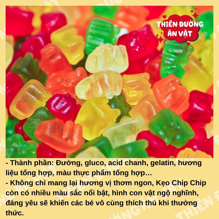 Kẹo dẻo trái cây chip chip 500g THIÊN ĐƯỜNG ĂN VẶT đồ ăn vặt mềm nhiều hương vị thơm ngon cho bé