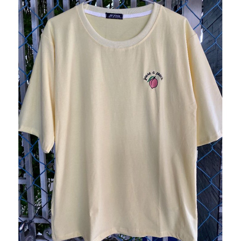 Áo Thun 💗full size💗HÌNH THẬT 100%💗tay lỡ Unisex thêu Trái đào siêu hot💗