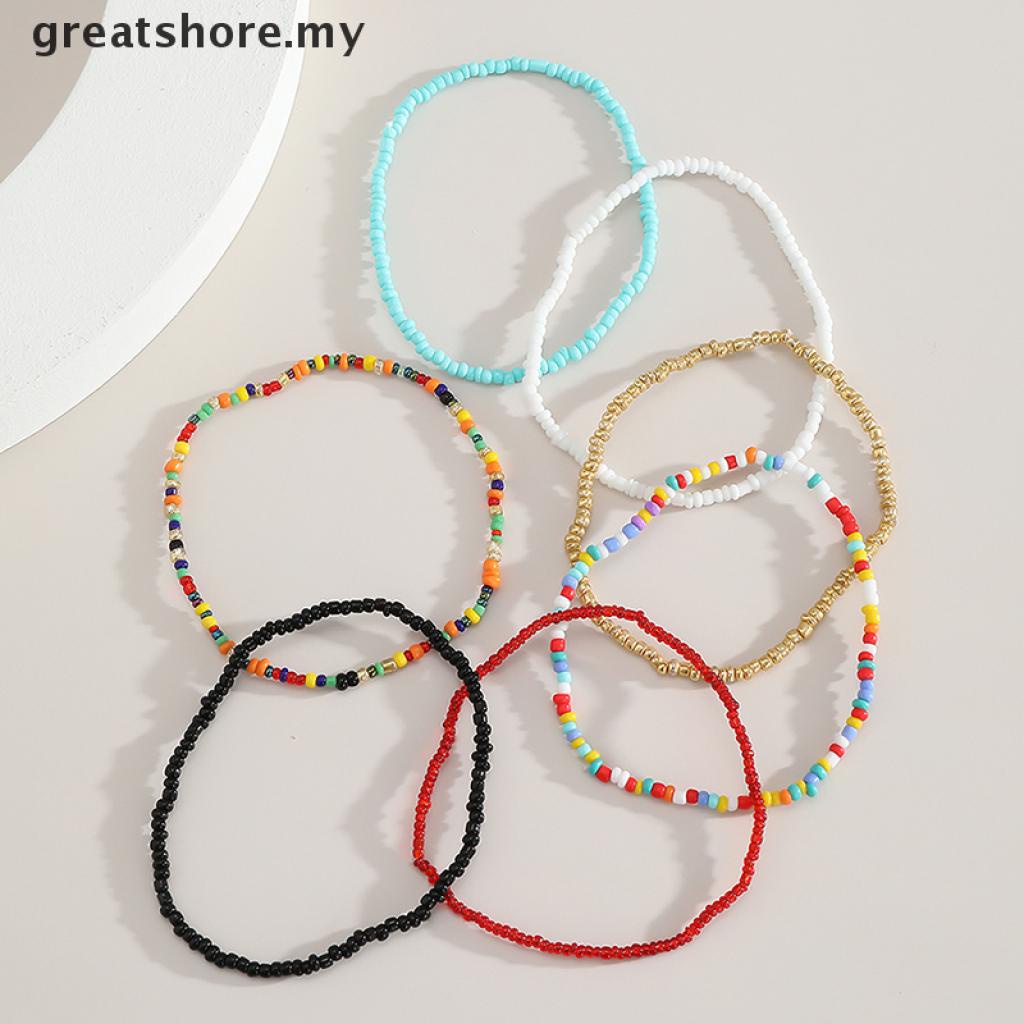 Set 7 vòng đeo chân Handmade nhiều màu sắc có thể điều chỉnh cho nữ