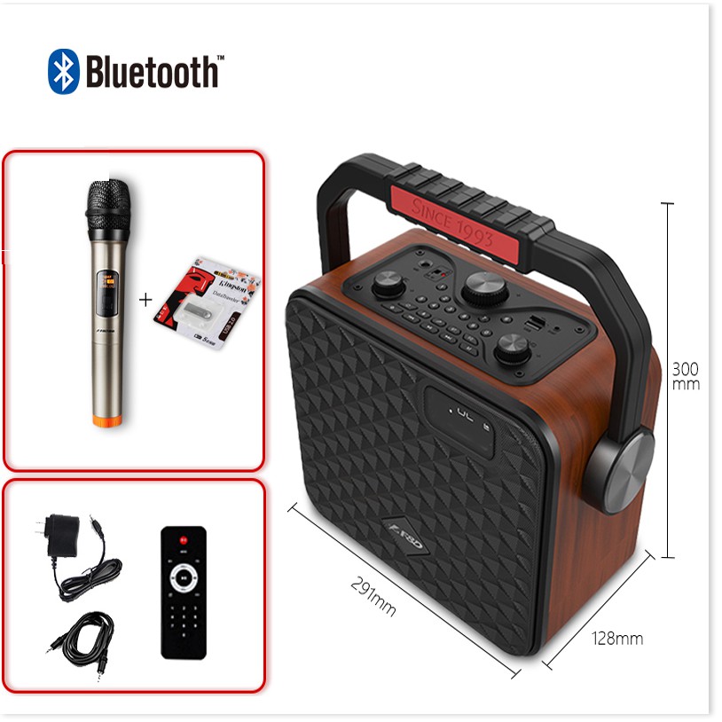 (SIÊU RẺ) Loa Di Động Có Tay Xách Đa Năng ,Loa Karaoke Bluetooth F&D R-19 Tặng 01 Mic Không Dây Cao Cấp .Nghe Nhạc ,Hát