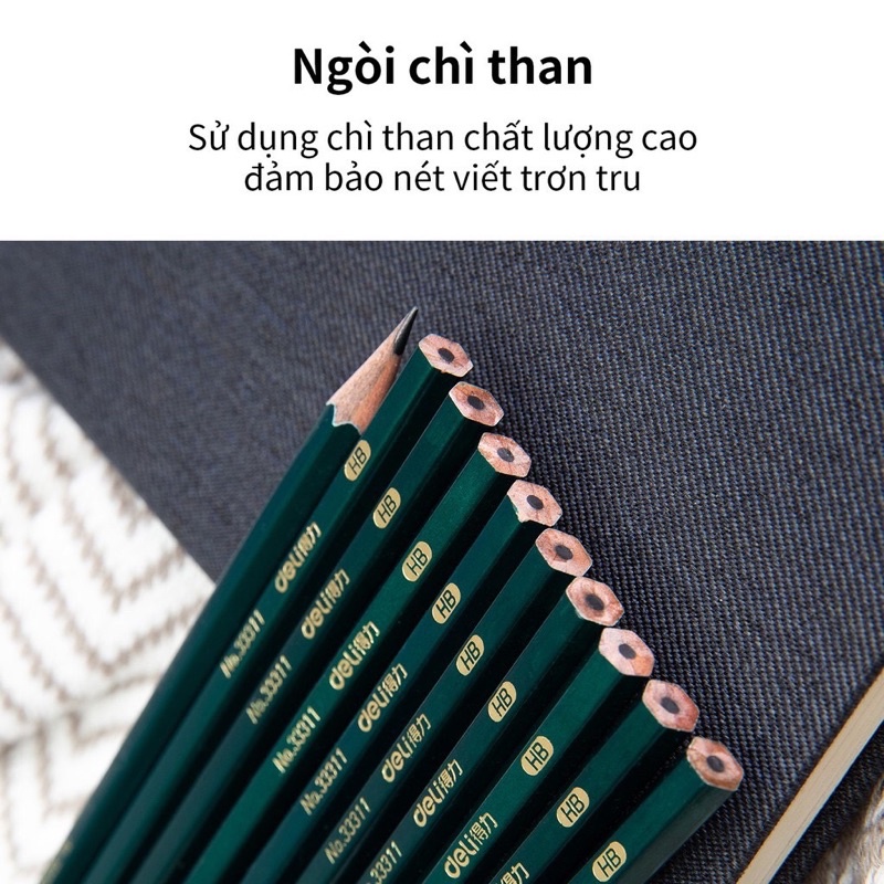 Bút chì lục giác Deli - loại 2B/HB - 10 chiếc/hộp - 33311 / 33312