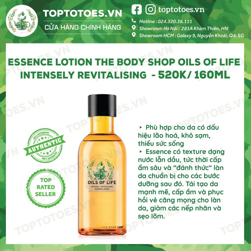 SALE THÔI NÀO Bộ sản phẩm làm căng mọng và trẻ hoá da cao cấp OILS OF LIFE THE BODY SHOP essence, oil, serum, kem dưỡng 