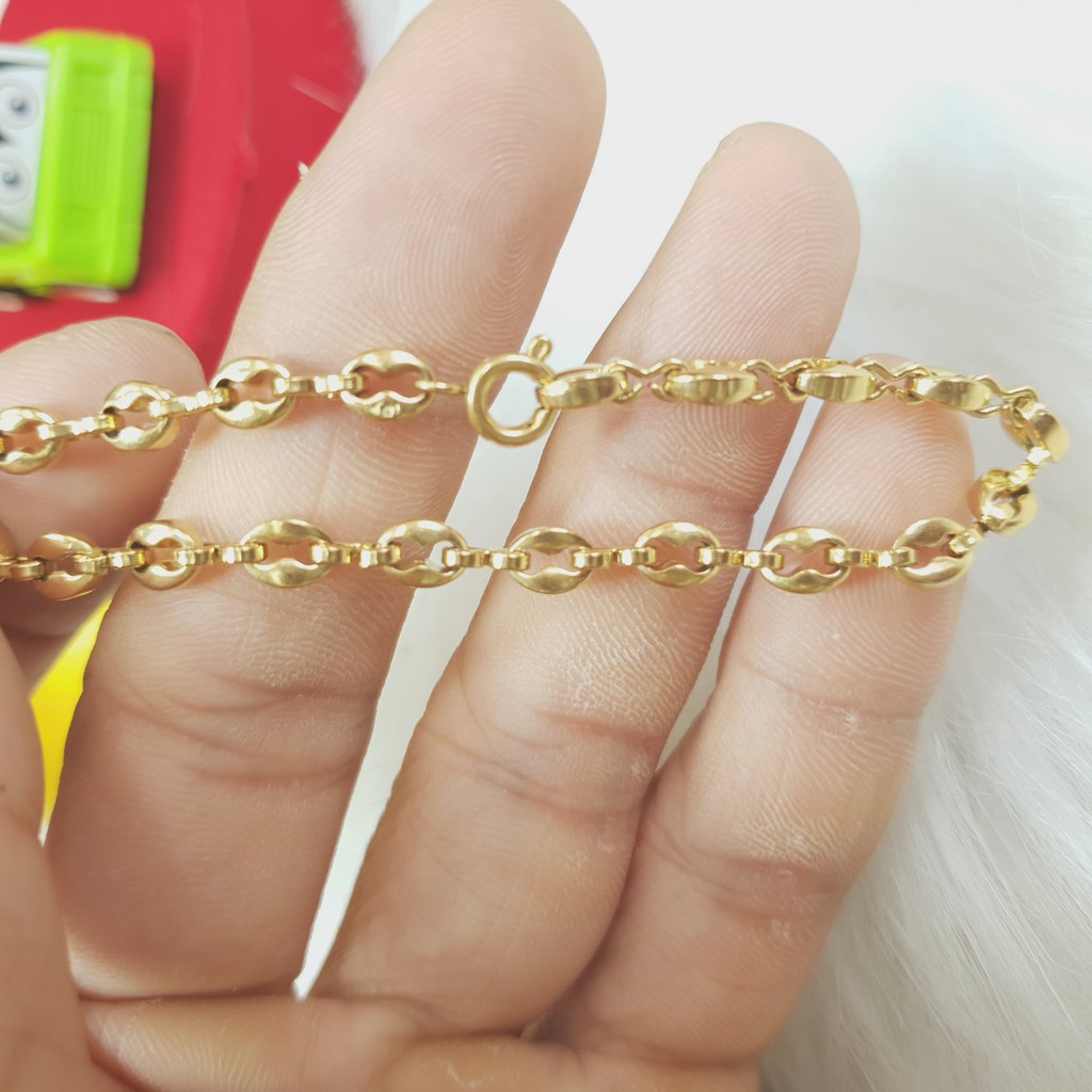 (Có ký hiệu- Không kiêng nước) Lắc Tay Xích Bầu Titanium Cao Cấp- Dùng bền màu tắm rửa không đen