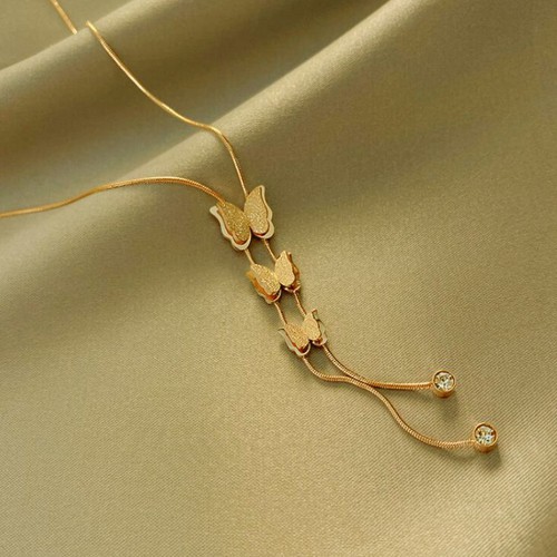 Dây Chuyền Kiểu Chữ Y Bướm Xinh Titan Ko Đen TT 3404