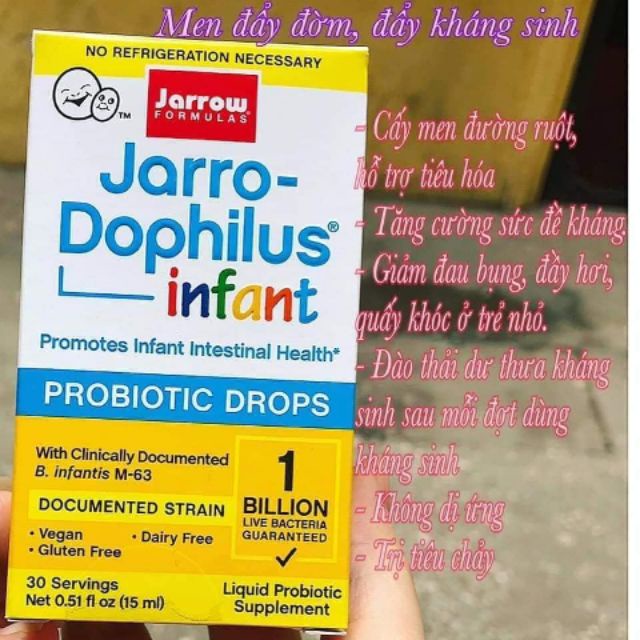 [USA][15ml] Men vi sinh tiêu đẩy đờm cho bé sơ sinh Jarro Dophilus Infant
