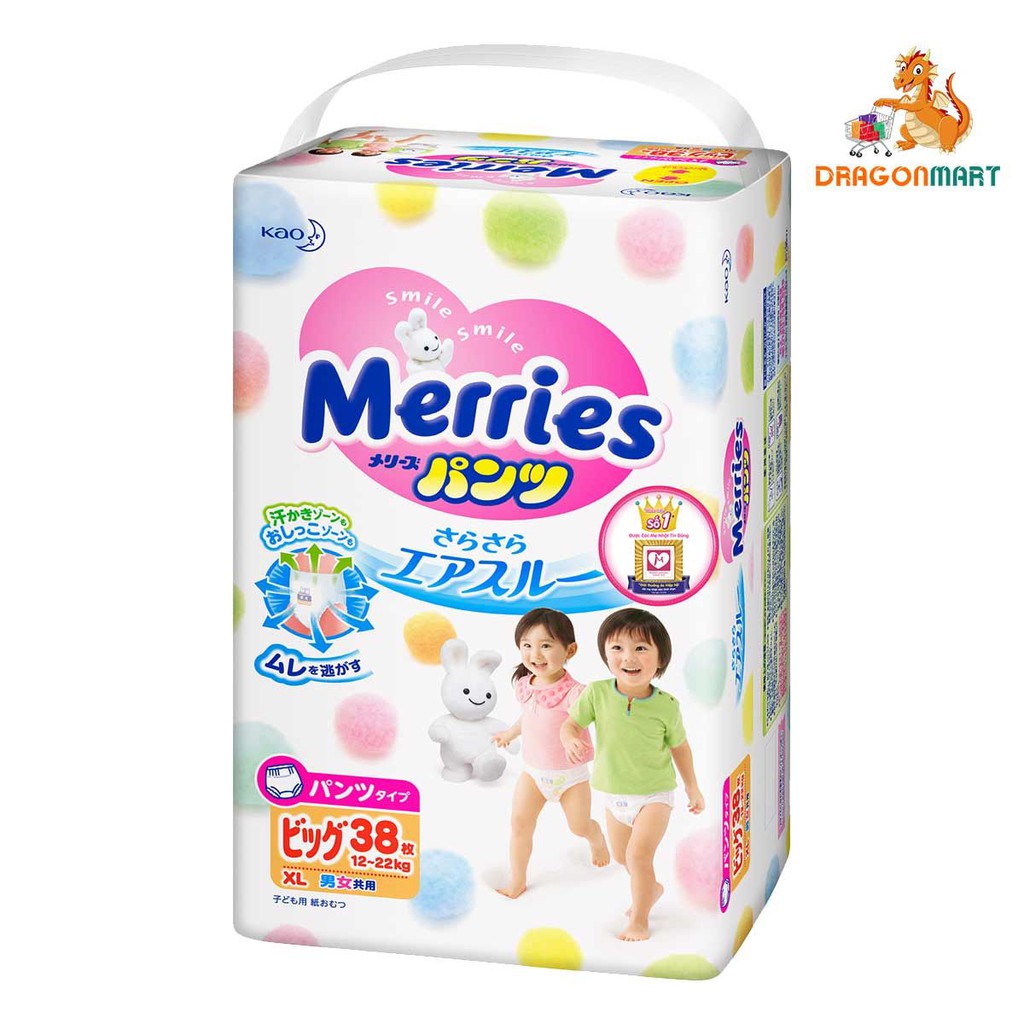 [NHẬT BẢN] Tã Quần Merries Size XL (38 Miếng)