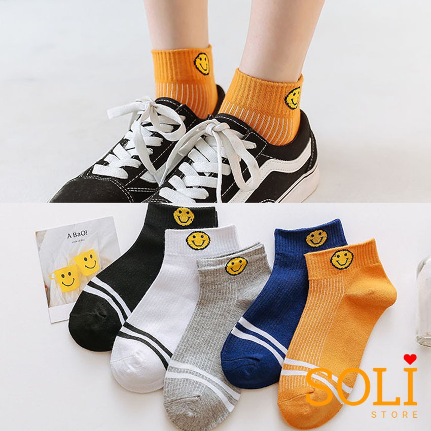 Combo 5 đôi tất mặt cười cho nam và nữ  , cổ ngắn