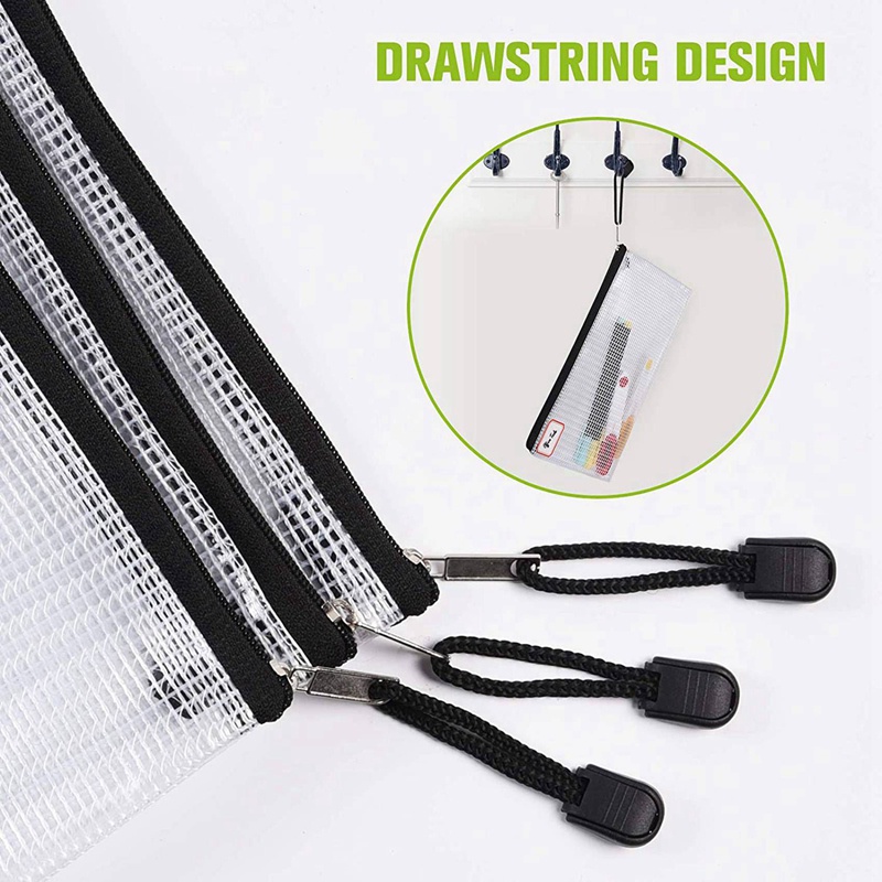 Set 12 Túi Lưới Khóa Kéo Đựng Tài Liệu Khổ A3 Tiện Dụng Ví