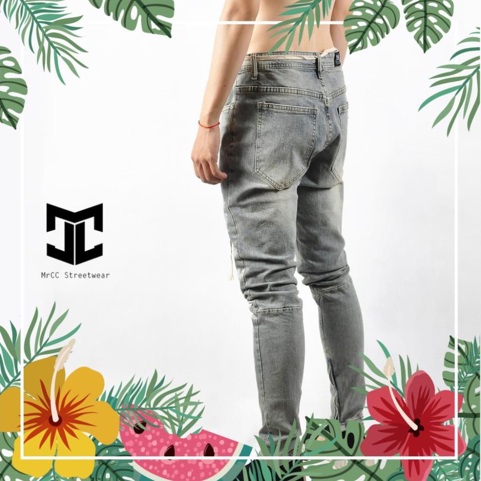 Sale Tết- Quần Jeans Wash Bạc Khóa Zip Ống Quần Form Skinny MRCC az1 * ) ,