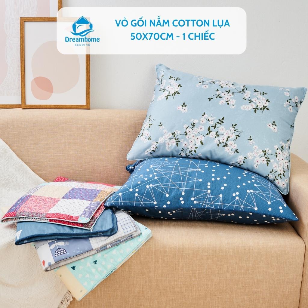 Vỏ gối 50x70 Dreamhomebedding, áo gối nằm cotton hàn mềm mát có lót bông khóa kéo (1 cái)