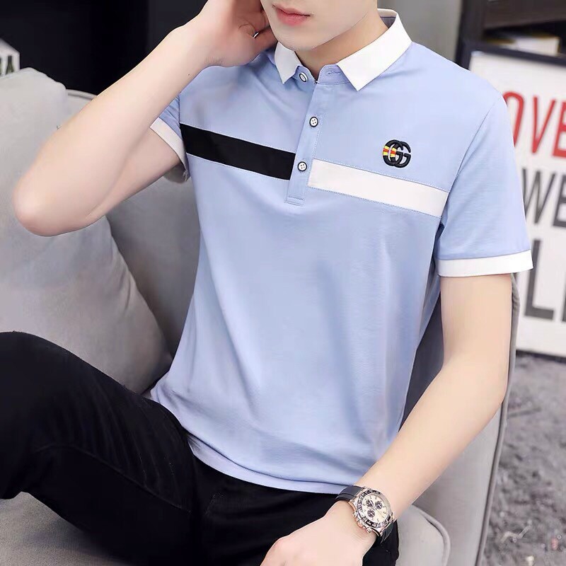 Áo thun nam, áo phông nam có cổ tay ngắn thêu họa tiết vải cotton cá sấu mềm mịn co giãn thoáng mát -  ATN26