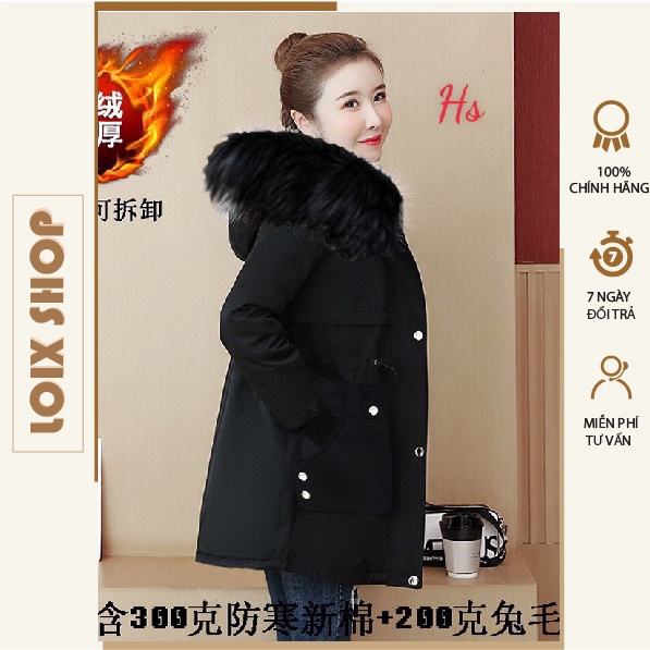 Áo kaki dáng dài lót lông cừu có mũ LOIX mã 590