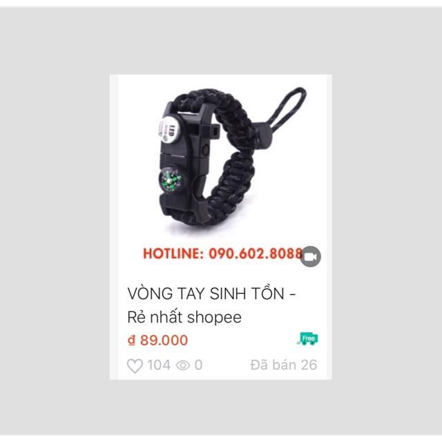 Vòng tay sinh tồn - Rẻ nhất shopee - Loại có dây rút