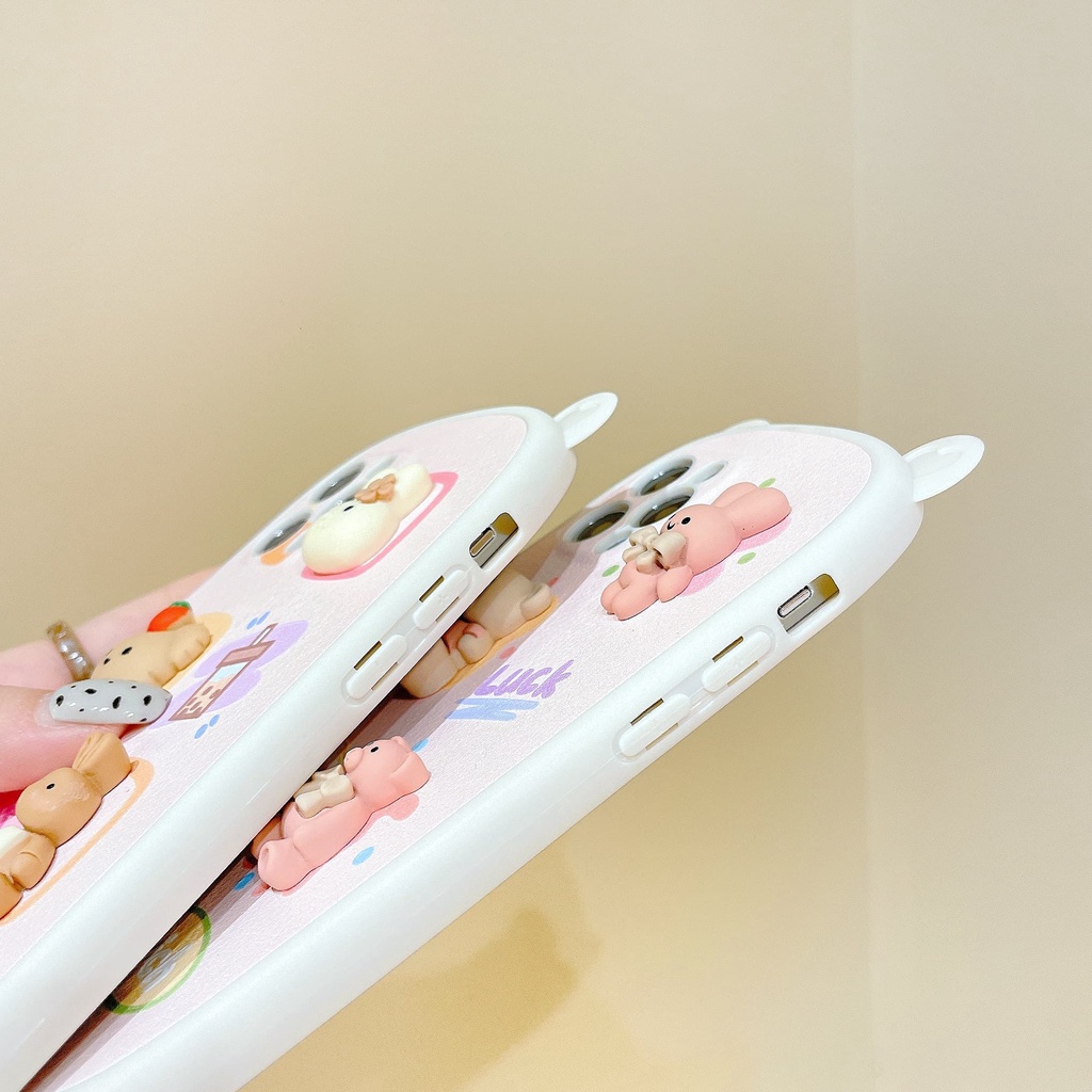Ốp Điện Thoại Hình Gấu Thỏ 3D Thời Trang Chống Sốc