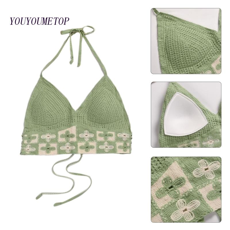 Youyo Áo Bralette Có Đệm Ngực Phong Cách Boho Đi Biển Mùa Hè Hợp Thời Trang Cho Nữ