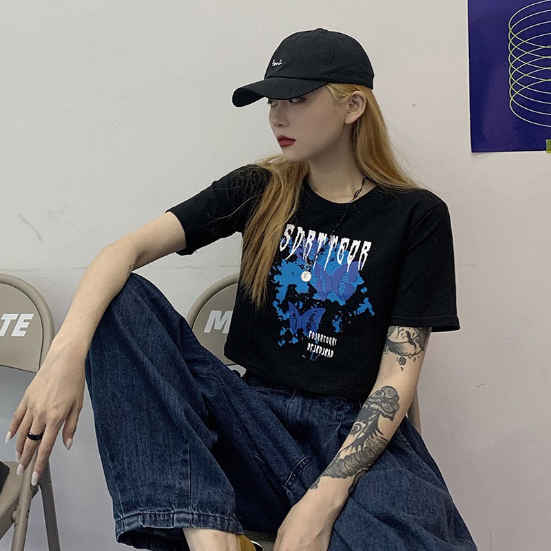 Áo croptop nữ tay ngắn in hình SDRTTEOR chất vải cotton 6535 - AT04