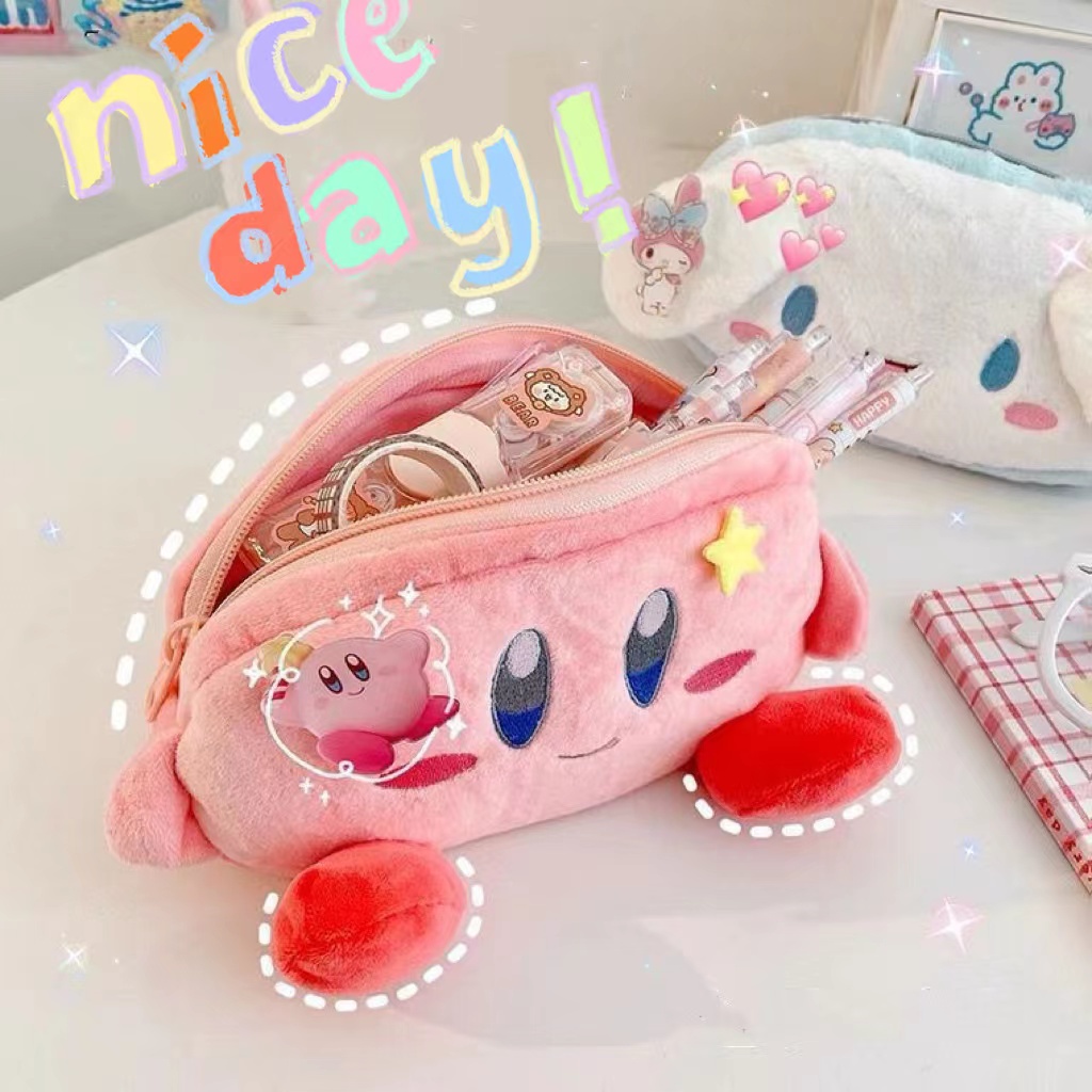 Túi Đựng Bút Bằng Lông Nhung Sức Chứa Lớn Họa Tiết Hoạt Hình Dễ Thương