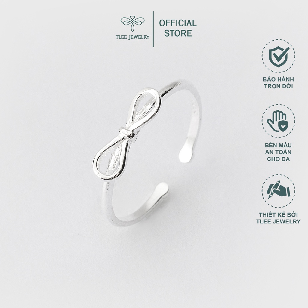 Nhẫn bạc nữ TLEE nơ thắt trơn freesize nữ tính TleeJewelry A0217