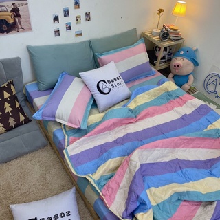 Bộ 5 Món Vỏ Chăn Ga Gối SẮC MÀU Cotton poly Hàn Quốc
