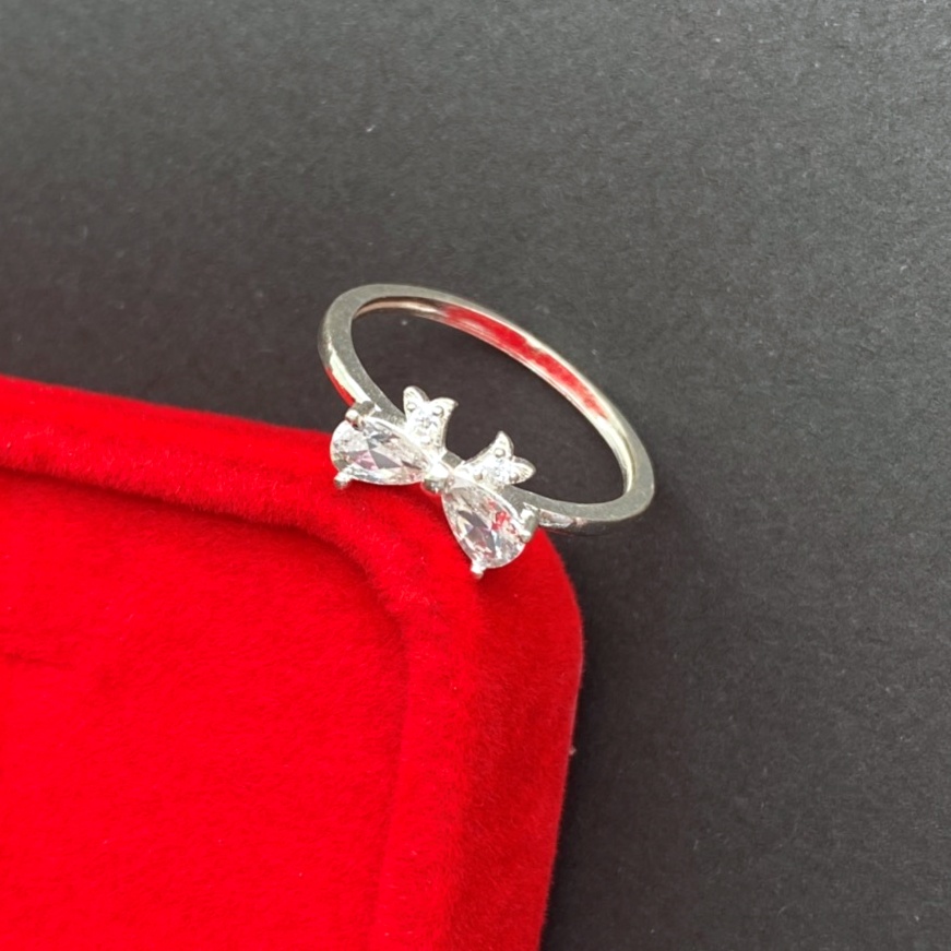 Nhẫn nữ bạc ta mặt hình nơ xinh xắn - Trang sức bạc Evasilver