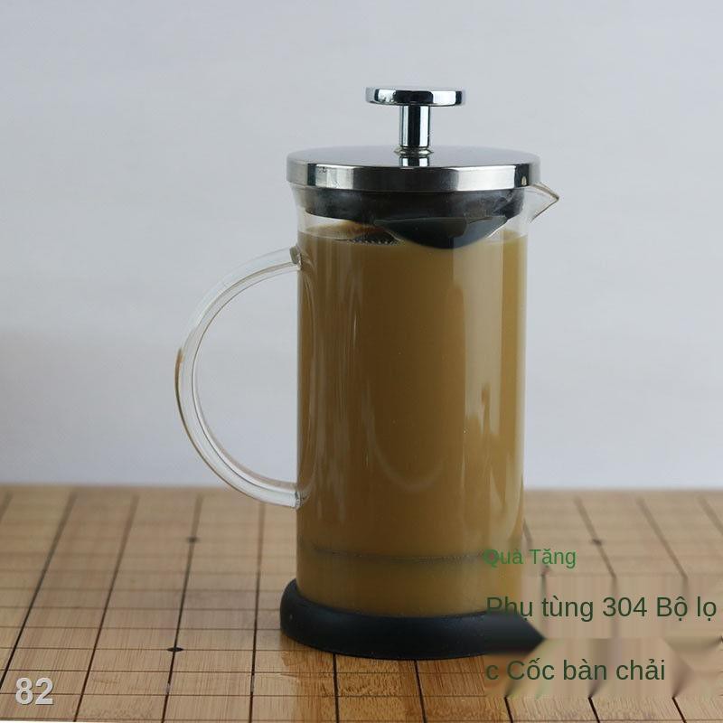 EBộ lọc thủy tinh borosilicat bằng thép không gỉ cao cấp bằng tay cốc pha chế bọt sữa bình pha cà phê Máy pha trà Bình é