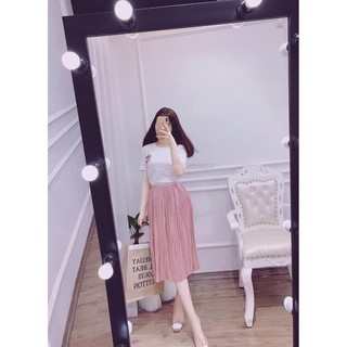chân váy dáng dài dập ly