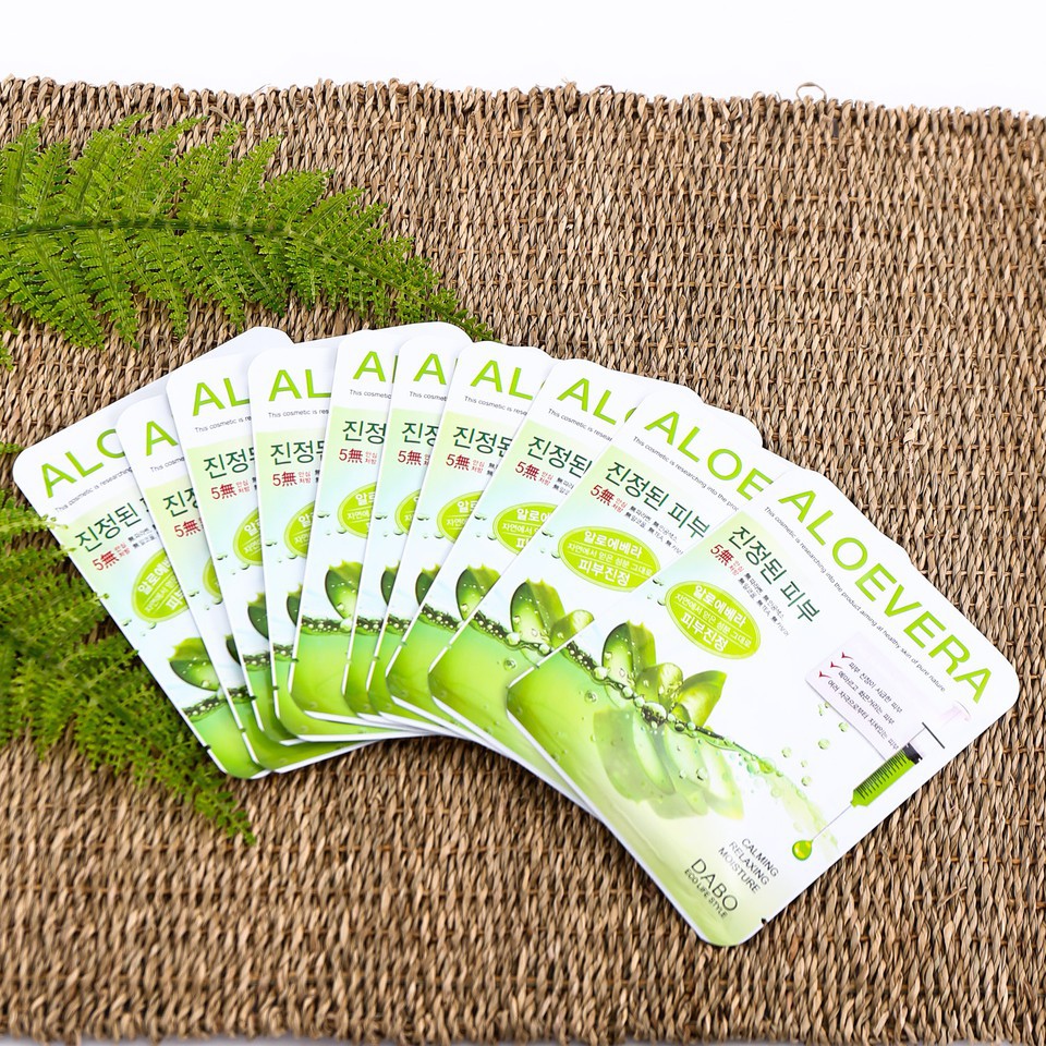 Mặt nạ đắp mặt tinh chất lô hội Dabo Aloe Vera First Solution Mask Pack 10 miếng 23g cấp ẩm , trắng da