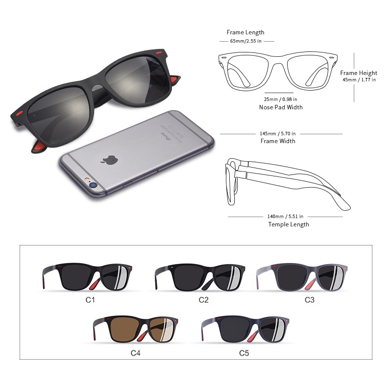 Kính Mát Gọng Vuông Chống Tia UV400 Cho Nam Nữ