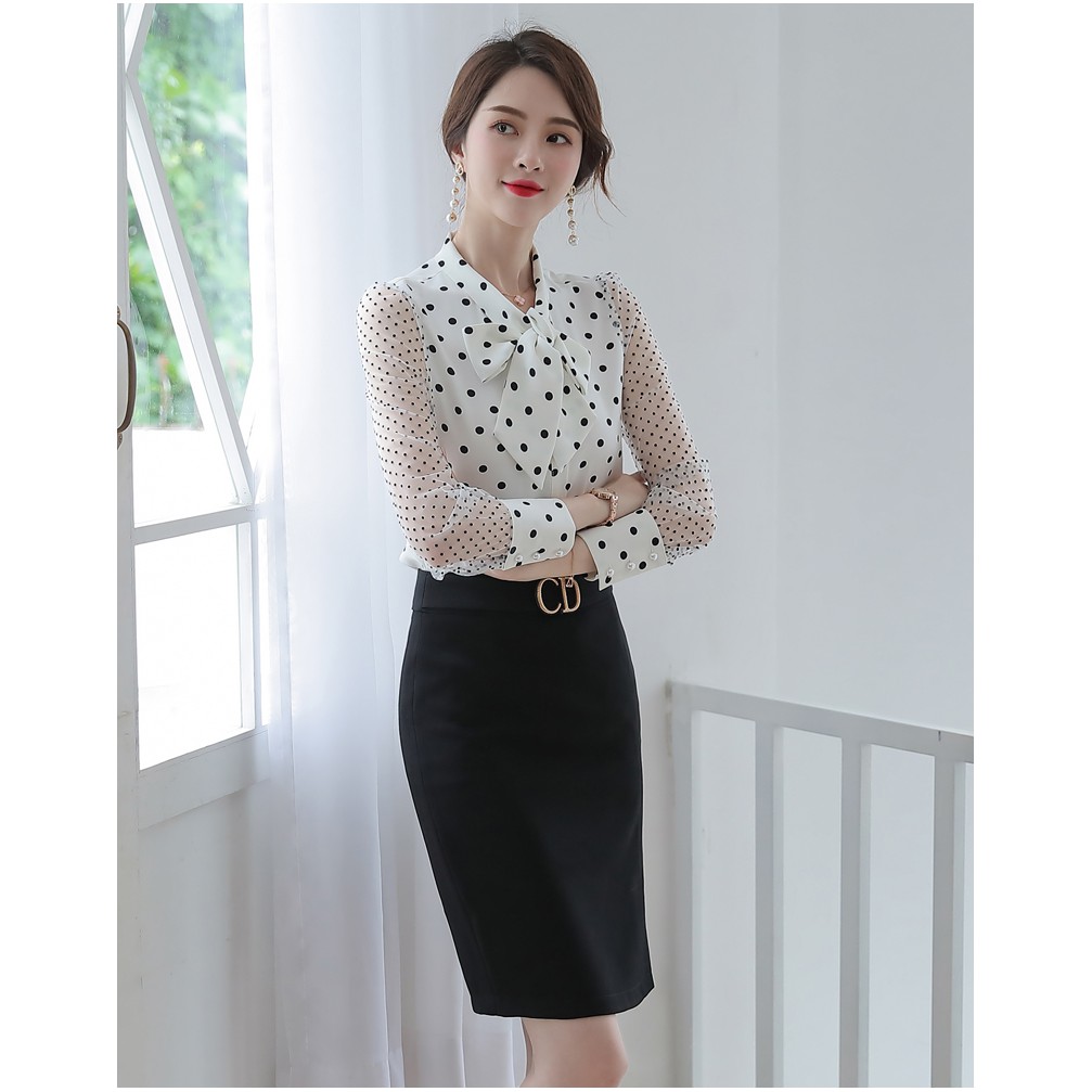 Áo sơ mi nữ cổ nơ chất liệu chéo thái BlyFashion SM199 thời trang công sở cao cấp Thanh lịch Sang trọng