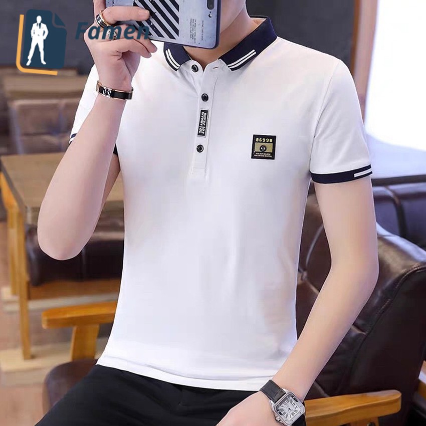 Áo thun nam đẹp hàng hiệu cao cấp giá rẻ có cổ trụ cổ tròn cổ bẻ cổ sơ mi ngắn tay cotton co giãn tốt hàn quốc FAMEN A12