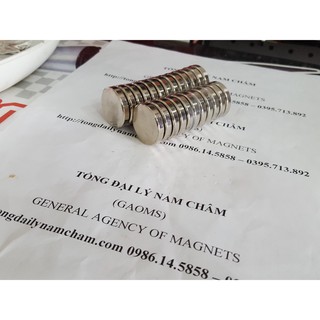 Nam châm viên trắng 25x3mm, loại nam châm siêu mạnh mạ niken kích thước D25mm dày 3mm
