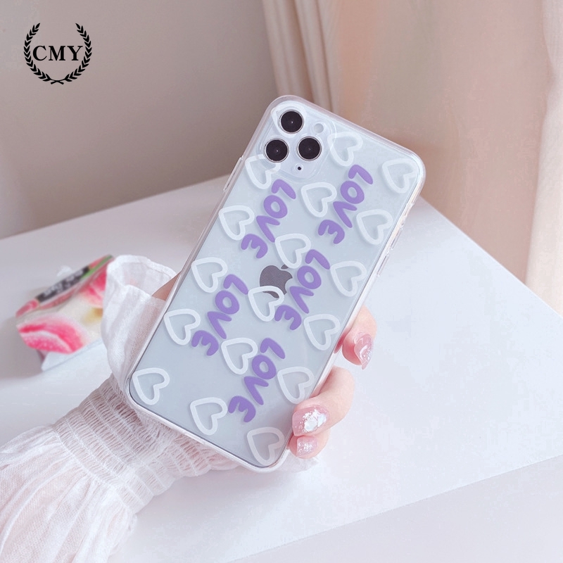 Ốp điện thoại màu laser in họa tiết trái tim xinh xắn cho iPhone11/11Pro 11pro Max X XR XS XS MAX 78 plus SE | BigBuy360 - bigbuy360.vn