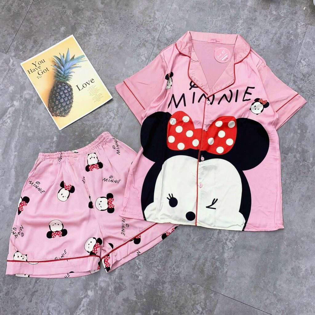 Bán Sỉ Lẻ Đồ Bộ Pijama Lụa Latin Mềm Mịn Thoáng Mát Thiết Kế Cộc Đùi Phong Cách Hàn Quốc