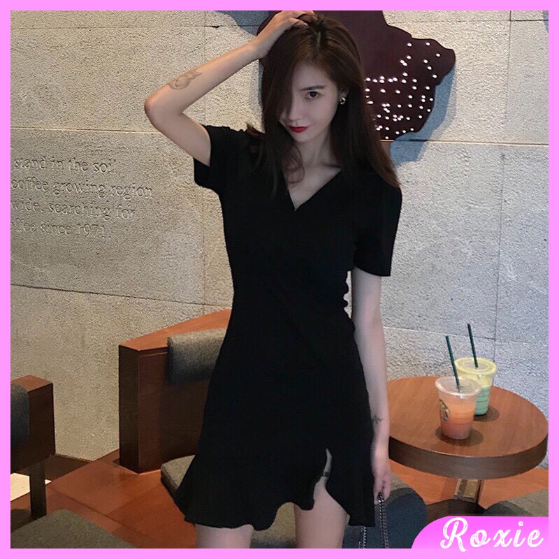 Đầm nữ dáng ôm body xòe đuôi cá xẻ đùi sexy phong cách dự tiệc ulzzang - Roxie