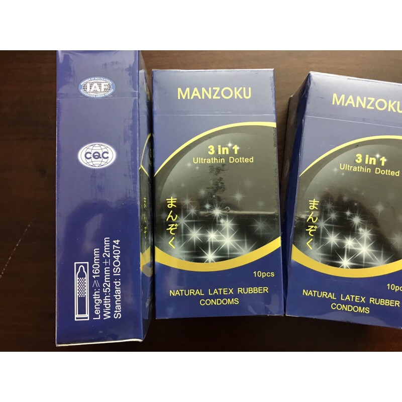Bao cao su MANZOKU 3in1 ultrathin dotted - Hộp 10 Pcs - Ipek_Shop