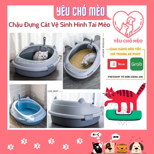 Chậu Đựng Cát Vệ Sinh Hình Tai Mèo Dễ Thương - Khay Vệ Sinh Cho Mèo Sạch Sẽ Tiện Dụng