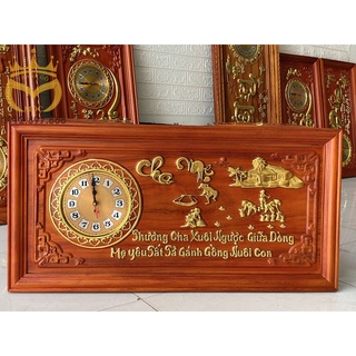 Tranh đồng hồ Cha Mẹ 81cmx41cm