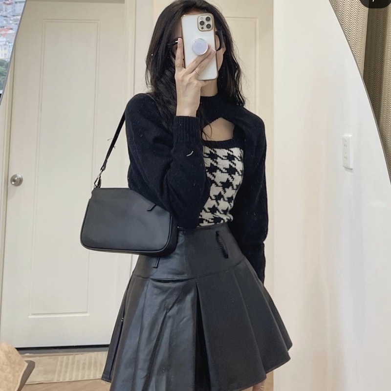 (HÀNG SẴN) SET ÁO CROPTOP LEN TRÁM RỜI