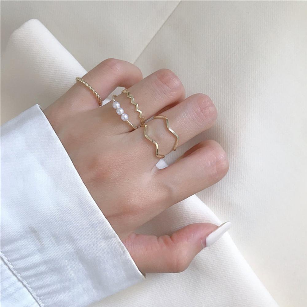 Set 5 Nhẫn Tròn Đơn Giản Cho Nữ