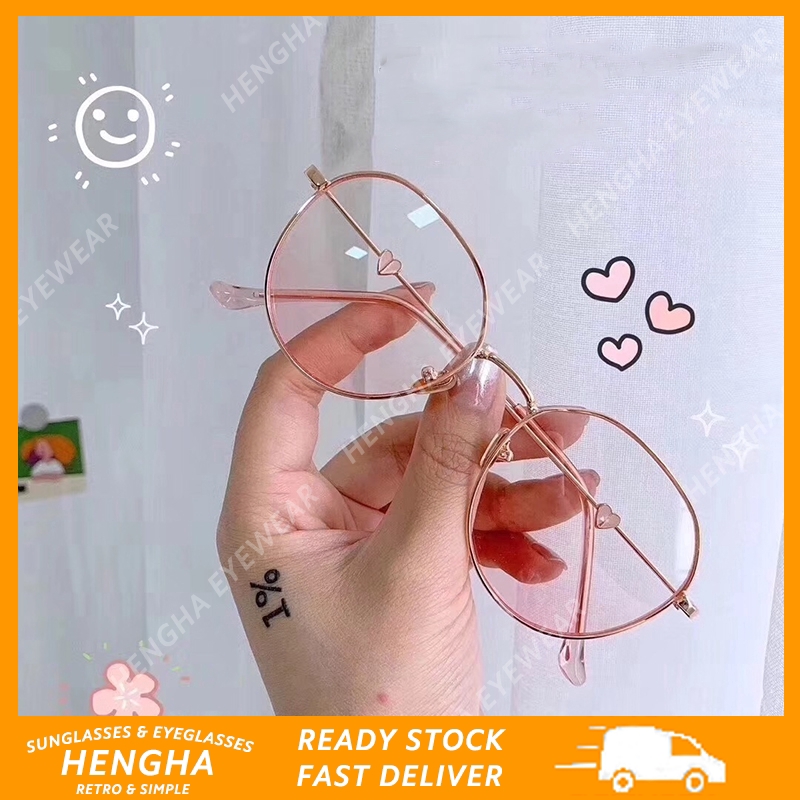 Mắt kính gọng màu hồng vàng chống tia UV thời trang dành cho nữ