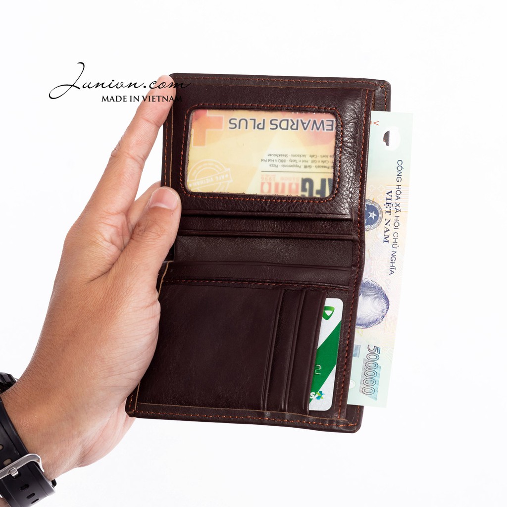 [DA BÒ THẬT 100%] Bóp da mini cao cấp - Ví đứng mini - Juni Official Store