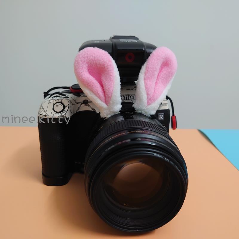 🏫🎨Vòng trang trí ống kính máy ảnh hình tai thỏ dễ thương