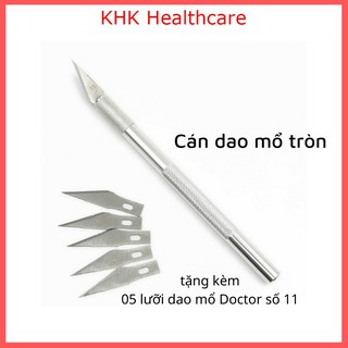 Dao mổ cán tròn (Tặng 5 lưỡi dao) - Chuyên dùng y tế, dọc giấy, sửa linh kiện điện thoại, ghép cây, cắt decal, căt thiệp