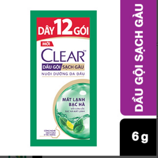 Dây dầu gội clear bạc hà 10-12-14 gói tuỳ KM