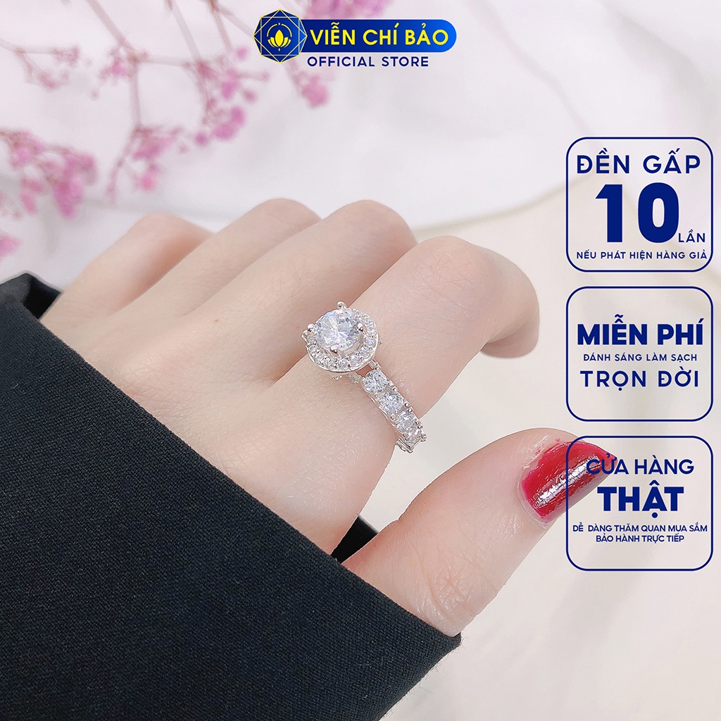 Nhẫn bạc nữ thời trang đính đá trắng bạc S925 thời trang phụ kiện trang sức nữ trẻ trung Viễn Chí Bảo N400130x