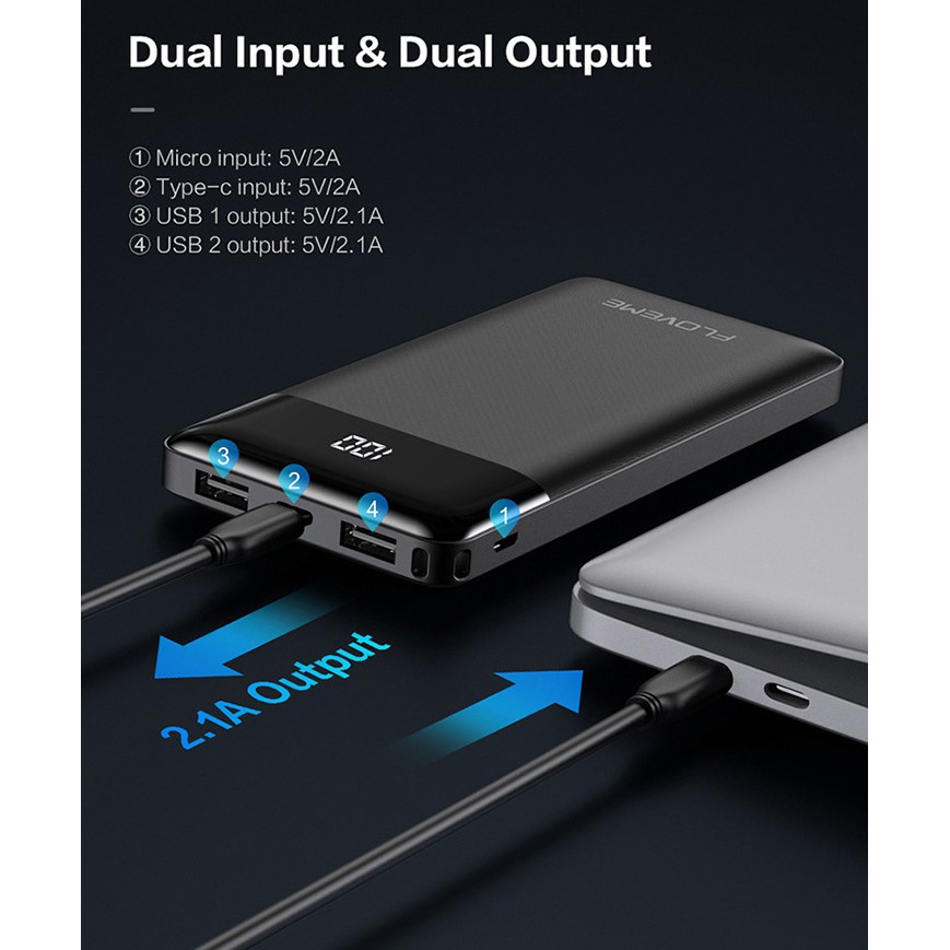 Pin sạc dự phòng 10000mAh có màn hình hiển thị